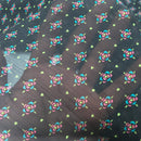 Black Sheer Chiffon Fabric Pink Floral Print Dress Scarf Hijab - Bull Ring Fabrics