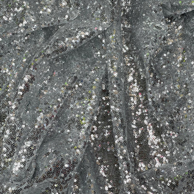 Bling Sequins Tulle Net Fabric, Grey - Bull Ring Fabrics