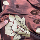 Brown Velvet Flock Taffeta Fabric Gold Floral Roses Dress Material 150cm - Bull Ring Fabrics