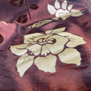 Brown Velvet Flock Taffeta Fabric Gold Floral Roses Dress Material 150cm - Bull Ring Fabrics