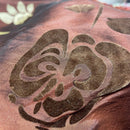 Brown Velvet Flock Taffeta Fabric Gold Floral Roses Dress Material 150cm - Bull Ring Fabrics