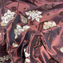Brown Velvet Flock Taffeta Fabric Gold Floral Roses Dress Material 150cm - Bull Ring Fabrics