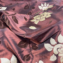 Brown Velvet Flock Taffeta Fabric Gold Floral Roses Dress Material 150cm - Bull Ring Fabrics