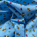 Bumblebee & Flowers Rose & Hubble Cotton Poplin Fabric - Bull Ring Fabrics