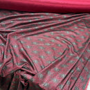 Burgundy Wine Satin Fabric Black Lace Overlay Polka Dot Bonded Dress Material - Bull Ring Fabrics