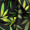 Cannabis Green Leaf Cotton Poplin Fabric Rose & Hubble Craft Material 45" Black - Bull Ring Fabrics