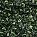 Cannabis Green Leaf Cotton Poplin Fabric Rose & Hubble Craft Material 45" Black - Bull Ring Fabrics