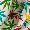 Cannabis Leaf Cotton Poplin Fabric Rasta Colours Rose & Hubble Craft Material 45" Ivory - Bull Ring Fabrics