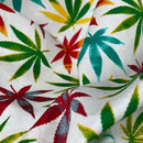 Cannabis Leaf Cotton Poplin Fabric Rasta Colours Rose & Hubble Craft Material 45" Ivory - Bull Ring Fabrics