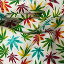 Cannabis Leaf Cotton Poplin Fabric Rasta Colours Rose & Hubble Craft Material 45" Ivory - Bull Ring Fabrics