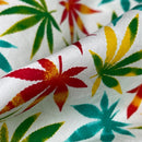 Cannabis Leaf Cotton Poplin Fabric Rasta Colours Rose & Hubble Craft Material 45" Ivory - Bull Ring Fabrics