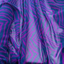 Cerise Pink Chevron Printed Chiffon Fabric Dress Scarf Hijab 60", Navy Blue - Bull Ring Fabrics