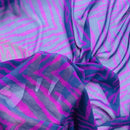 Cerise Pink Chevron Printed Chiffon Fabric Dress Scarf Hijab 60", Navy Blue - Bull Ring Fabrics