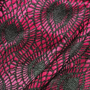 Cerise Pink Satin Fabric Black Lace Overlay Polka Dot Bonded Dress Material - Bull Ring Fabrics