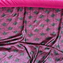 Cerise Pink Satin Fabric Black Lace Overlay Polka Dot Bonded Dress Material - Bull Ring Fabrics