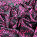 Cerise Pink Satin Fabric Black Lace Overlay Polka Dot Bonded Dress Material - Bull Ring Fabrics