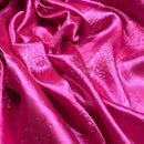 Cerise Pink Satin Fabric Small Silver Gemstones Dress Draping Material 60" - Bull Ring Fabrics