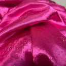 Cerise Pink Satin Fabric Small Silver Gemstones Dress Draping Material 60" - Bull Ring Fabrics