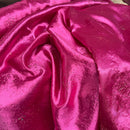 Cerise Pink Satin Fabric Small Silver Gemstones Dress Draping Material 60" - Bull Ring Fabrics