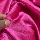 Cerise Pink Satin Fabric Small Silver Gemstones Dress Draping Material 60" - Bull Ring Fabrics