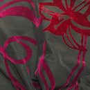 Cerise Red Floral Flocked Taffeta Fabric Dress Material 150cm Black - Bull Ring Fabrics