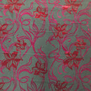 Cerise Red Floral Flocked Taffeta Fabric Dress Material 150cm Black - Bull Ring Fabrics