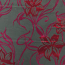 Cerise Red Floral Flocked Taffeta Fabric Dress Material 150cm Black - Bull Ring Fabrics