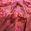 Cerise Red Floral Flocked Taffeta Fabric Dress Material 150cm Wine/Red - Bull Ring Fabrics