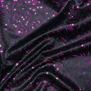 Cerise Sequins Cobweb Overlay Bonded Satin Net Lace, Black - Bull Ring Fabrics