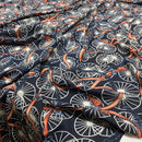 Chain & Belt Print 100% Viscose Summer Dress Fabric 60", Navy - Bull Ring Fabrics