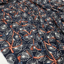 Chain & Belt Print 100% Viscose Summer Dress Fabric 60", Navy - Bull Ring Fabrics