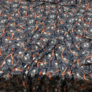 Chain & Belt Print 100% Viscose Summer Dress Fabric 60", Navy - Bull Ring Fabrics