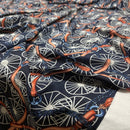 Chain & Belt Print 100% Viscose Summer Dress Fabric 60", Navy - Bull Ring Fabrics