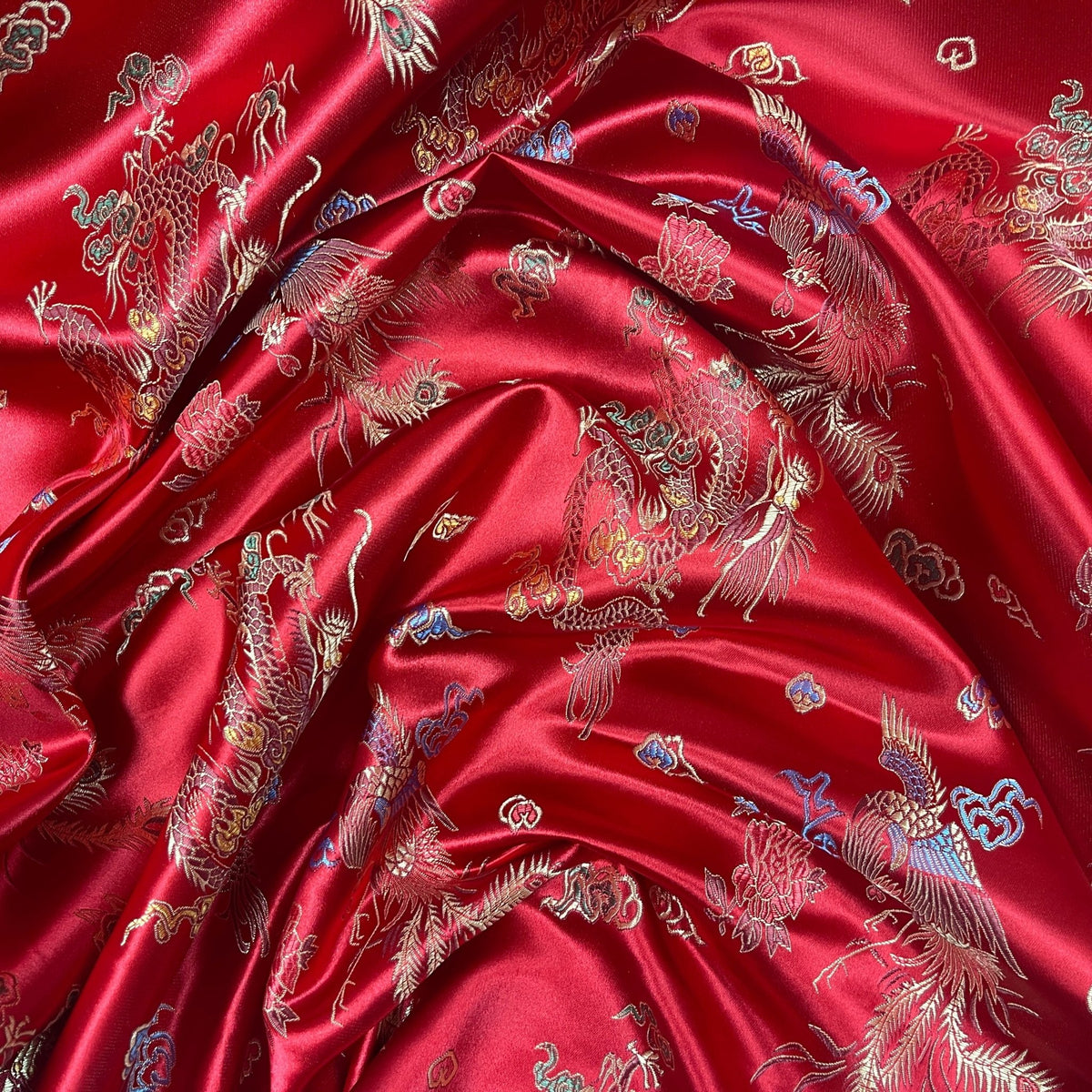 Chinese Dragon Silk Brocade Dress Fabric - Bull Ring Fabrics