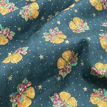 Christmas Bells 100% Cotton Poplin Fabric Rose & Hubble 45", Green - Bull Ring Fabrics