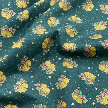Christmas Bells 100% Cotton Poplin Fabric Rose & Hubble 45", Green - Bull Ring Fabrics