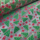 Christmas Glitter Organza Voile Fabric 60", Xmas Tree - Bull Ring Fabrics