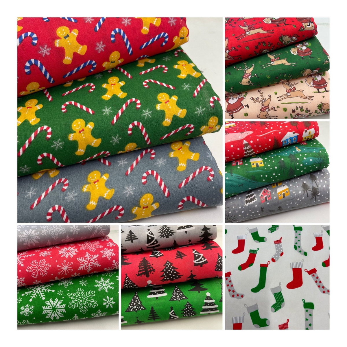 Christmas PolyCotton Fabric Xmas Crafts Material 45" - Bull Ring Fabrics