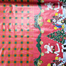 Christmas Tartan Oilcloth PVC Santa Xmas Tablecloth Fabric 54", Red - Bull Ring Fabrics