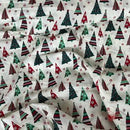 Christmas Trees Xmas 100% Cotton Fabric 54", Cream - Bull Ring Fabrics