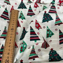Christmas Trees Xmas 100% Cotton Fabric 54", Cream - Bull Ring Fabrics