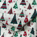 Christmas Trees Xmas 100% Cotton Fabric 54", Cream - Bull Ring Fabrics