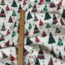 Christmas Trees Xmas 100% Cotton Fabric 54", Cream - Bull Ring Fabrics