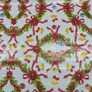 Christmas Wreaths & Bells Tablecloth PVC Fabric Xmas, White - Bull Ring Fabrics