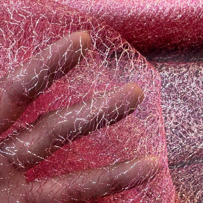 Cobweb Mesh Soft Tulle Fabric Dressmaking 60" Cerise/Gold - Bull Ring Fabrics