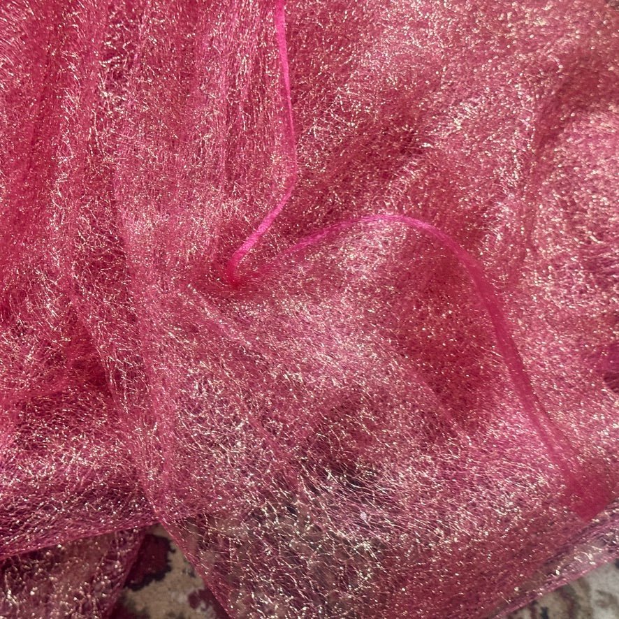 Cobweb Mesh Soft Tulle Fabric Dressmaking 60" Cerise/Gold - Bull Ring Fabrics