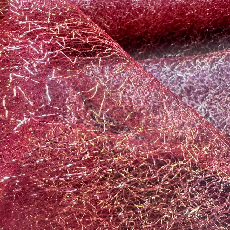 Cobweb Mesh Soft Tulle Fabric Dressmaking 60" Cerise/Gold - Bull Ring Fabrics