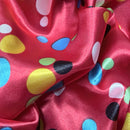 Colourful Polka Dot Spots Spotty Satin Dress Fabric 60", Red - Bull Ring Fabrics
