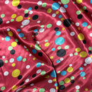Colourful Polka Dot Spots Spotty Satin Dress Fabric 60", Red - Bull Ring Fabrics