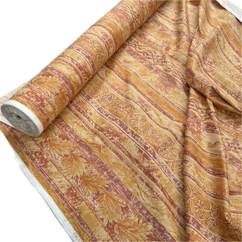 Autumn Excalibur Harlequin Printed Vintage Cotton Fabric 140cm, Orange